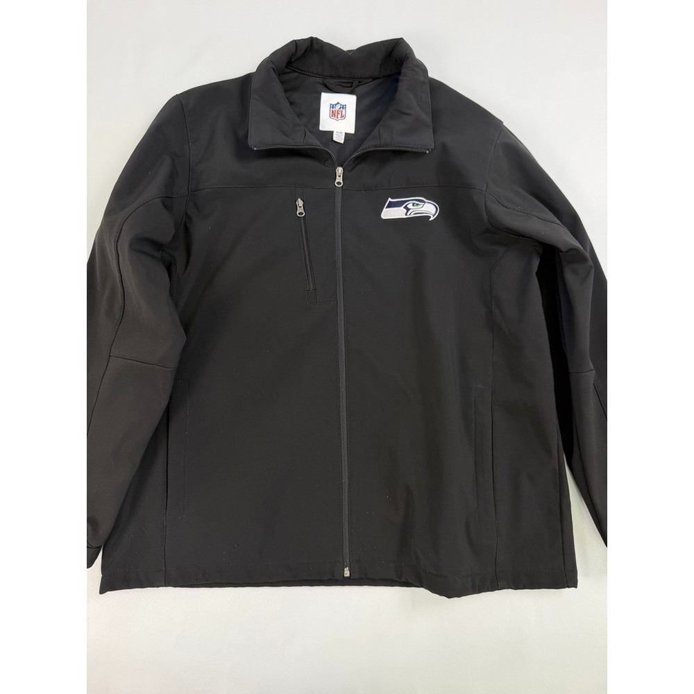 NFL Seattle Seahawks Soft Shell Jacket Black Full Zip Men's XL Fleece Lined